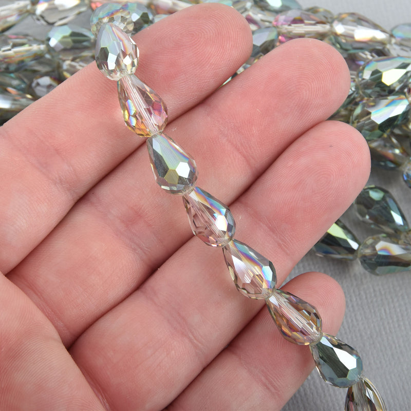 12mm Teardrop Briolette Crystal NORTHERN LIGHTS AB full strand, 21 beads, bgl1577
