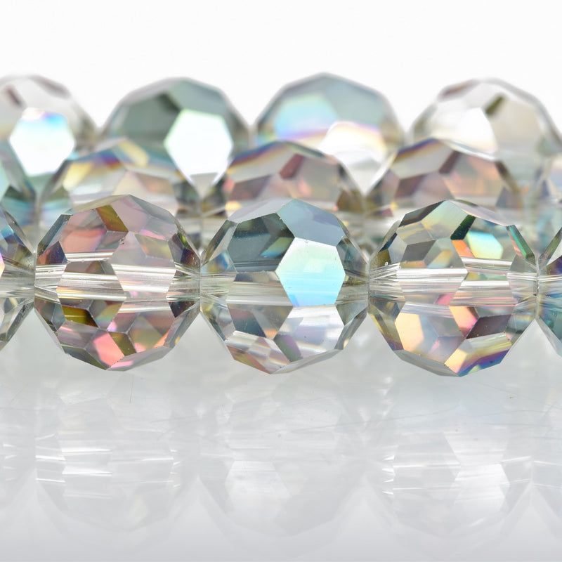 12mm NORTHERN LIGHTS Round Faceted Crystal Glass Beads, 1 strand, about 23 beads, bgl1619