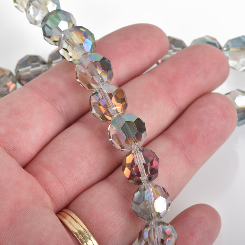 12mm NORTHERN LIGHTS Round Faceted Crystal Glass Beads, 1 strand, about 23 beads, bgl1619
