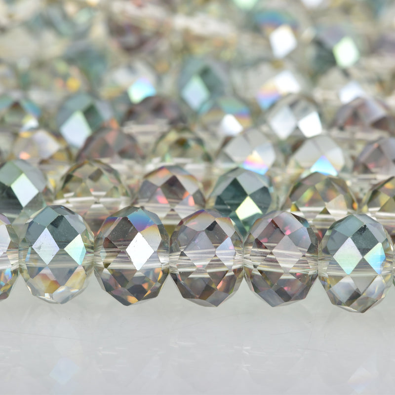 10mm NORTHERN LIGHTS RONDELLE Faceted Crystal Glass Beads, 1 strand, about 34 beads, bgl1620