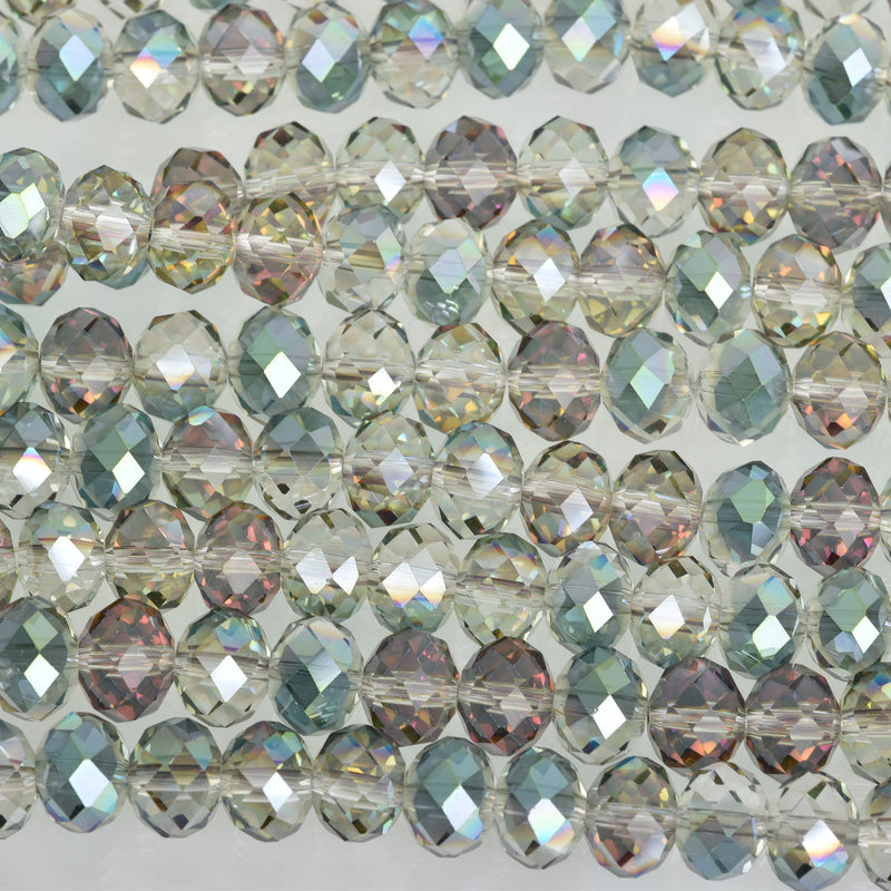 10mm NORTHERN LIGHTS RONDELLE Faceted Crystal Glass Beads, 1 strand, about 34 beads, bgl1620