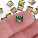 6mm NORTHERN LIGHTS Square Crystal Beads, Flat Sequin Beads, Faceted Crystal Vitrail Glass Beads, 20 beads, bgl1626