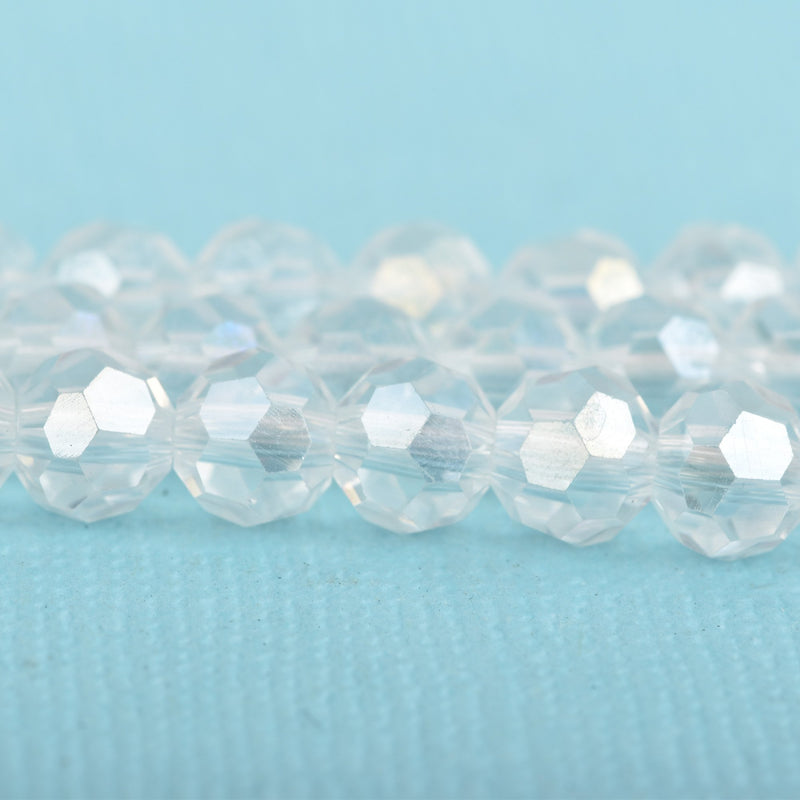 6mm Round Crystal Beads, Faceted CLEAR AB Transparent Glass, Crystal Beads, 48 beads, bgl1627