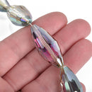 35mm Oval Spindle Beads Crystal NORTHERN LIGHTS AB, 7 beads, bgl1632
