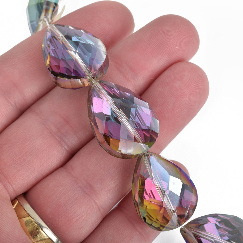 25mm Teardrop Beads Crystal NORTHERN LIGHTS AB, 13 beads, bgl1633