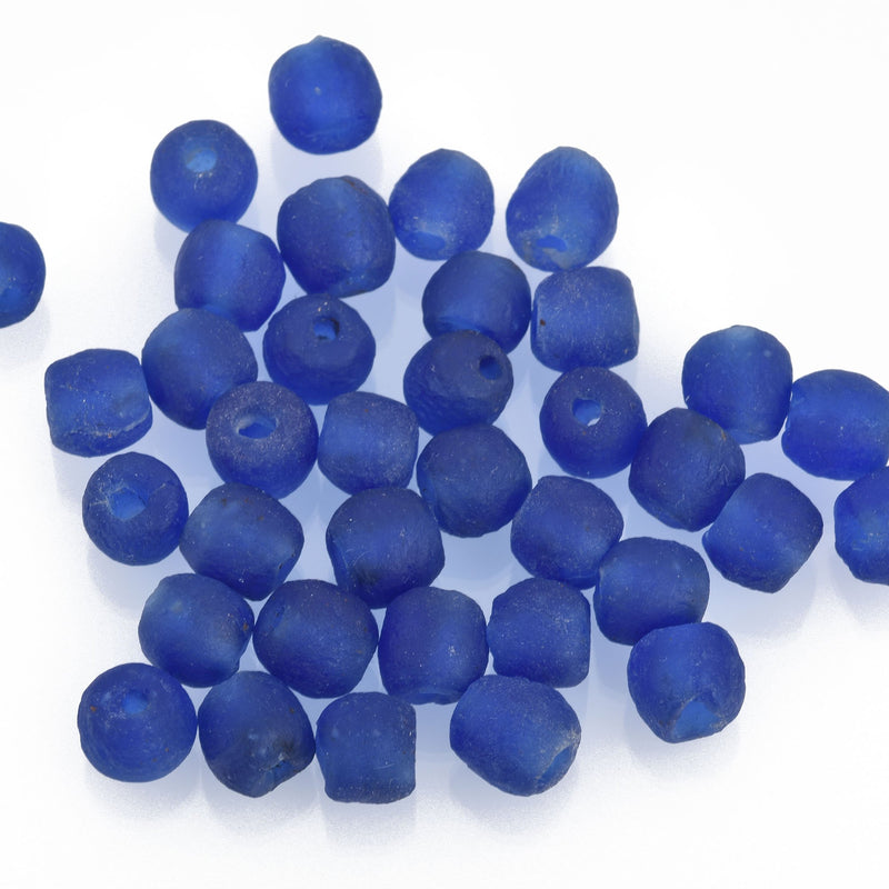 10mm Matte COBALT BLUE Glass Beads Round x10 beads bgl1655