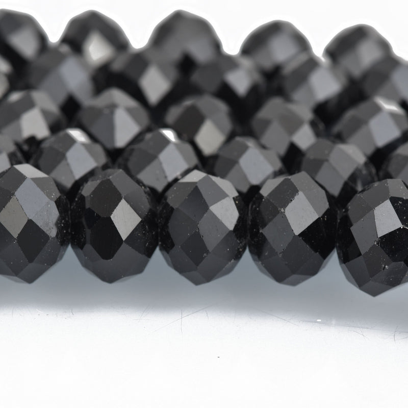 12mm BLACK CRYSTAL Rondelle Beads Faceted Glass 35 bgl1660