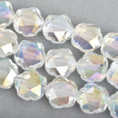 23mm CLEAR AB FLOWER Crystal Glass Beads faceted x13 beads bgl1662