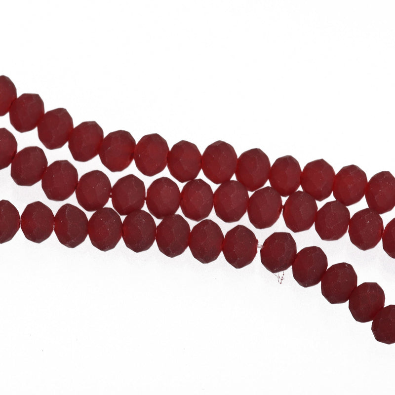 4mm Matte RED CRYSTAL Rondelle Beads Faceted Glass 100 beads bgl1663