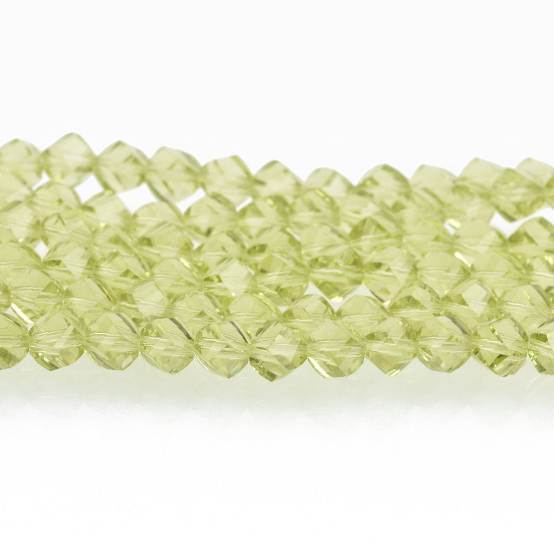 6mm Helix Crystal Beads Faceted PERIDOT GREEN Transparent Glass x100 bgl1668