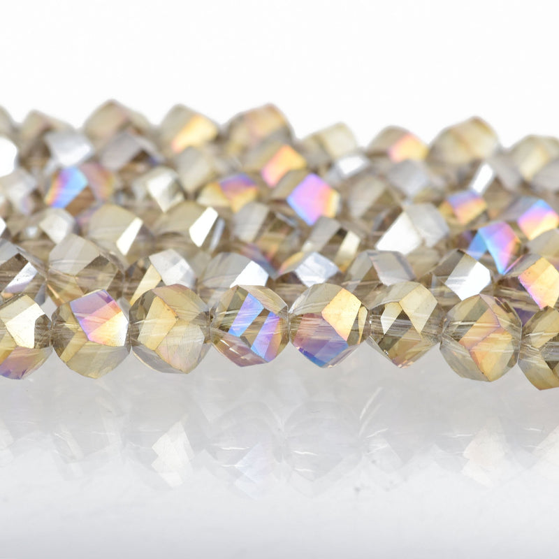6mm Helix Crystal Beads Faceted SMOKY TOPAZ AB Transparent x100 bgl1673
