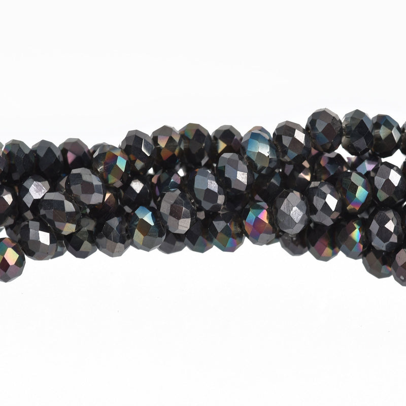 4mm BLACK AB Rondelle Crystal Beads 145 beads bgl1675