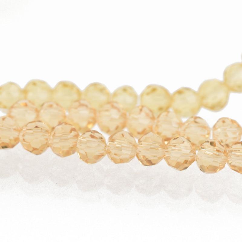 3mm CHAMPAGNE Light Topaz ROUND Glass Crystal Beads Transparent Faceted 100 beads, bgl1677