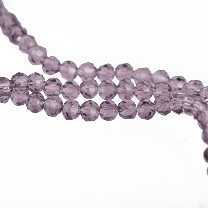 3mm AMETHYST PURPLE ROUND Glass Crystal Beads Transparent Faceted 100 beads bgl1679