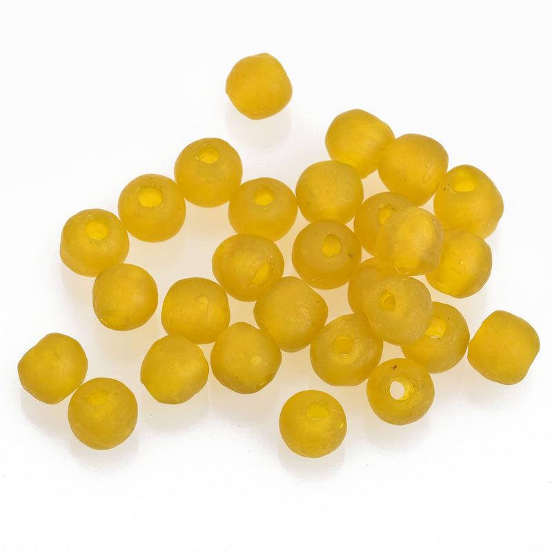 10mm Matte GOLDEN YELLOW Glass Beads Round x10 beads bgl1681