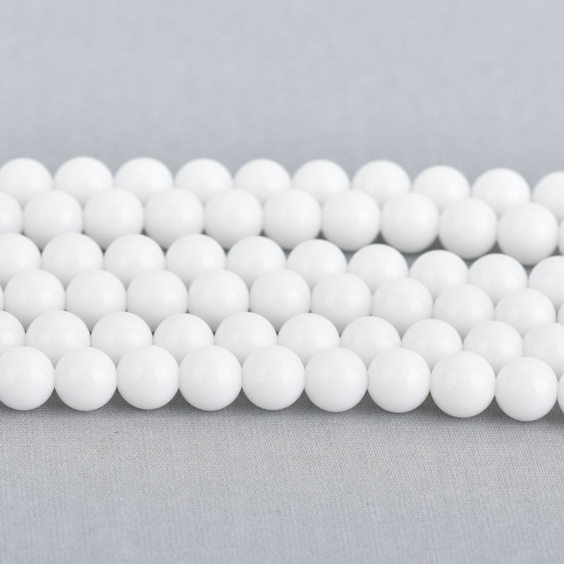 6mm White Round Porcelain Beads smooth glass 63 beads bgl1683