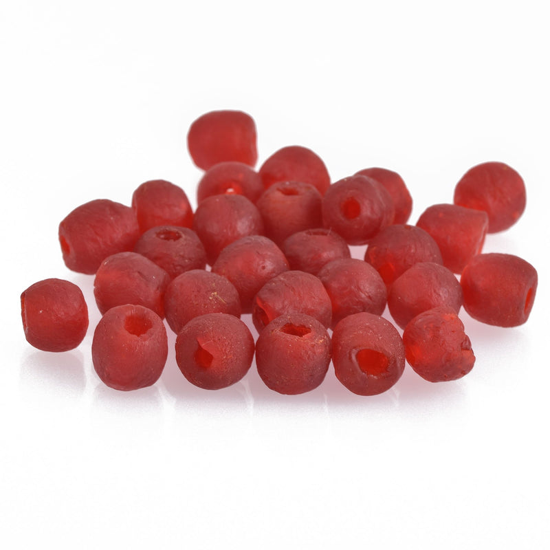 10mm Matte DARK RED Glass Beads Round x10 beads bgl1686
