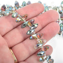 12mm Crystal NORTHERN LIGHTS AB Teardrop Briolette faceted top drilled 50 beads bgl1696