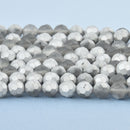 8mm MATTE Dark GRAY SILVER Glass Crystal Round Beads, Opaque Faceted Beads, 34 beads, bgl1698