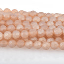 8mm MATTE CHAMPAGNE Glass Crystal Round Beads, Opaque Faceted 34 beads, bgl1699