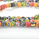 10mm to 12mm MULTICOLOR Glass Round Rondelle African Trade Beads Recycled Glass x25 beads bgl1712