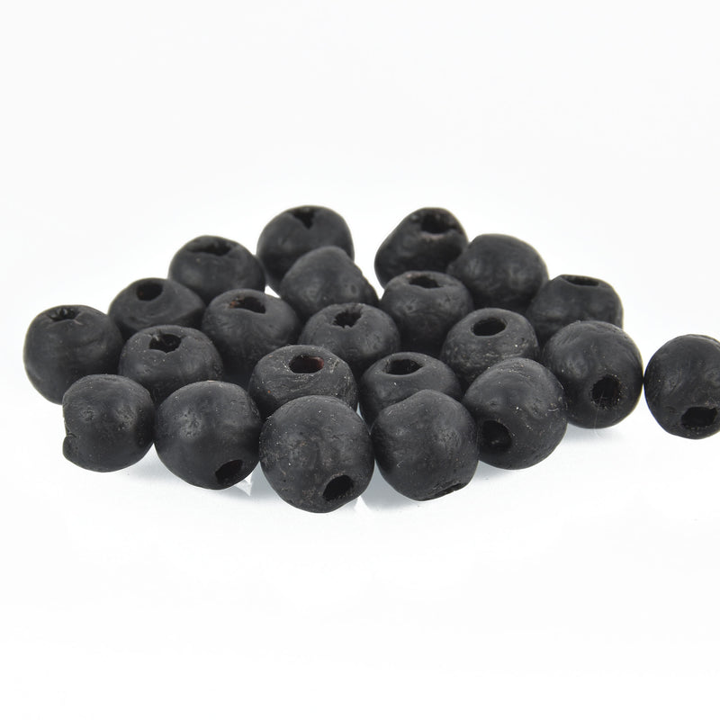 10mm Matte BLACK Glass Beads Round x10 beads bgl1717