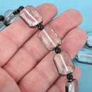 18mm Clear Glass RECTANGLE Beads Gunmetal Bezel faceted half strand 9 beads bgl1737
