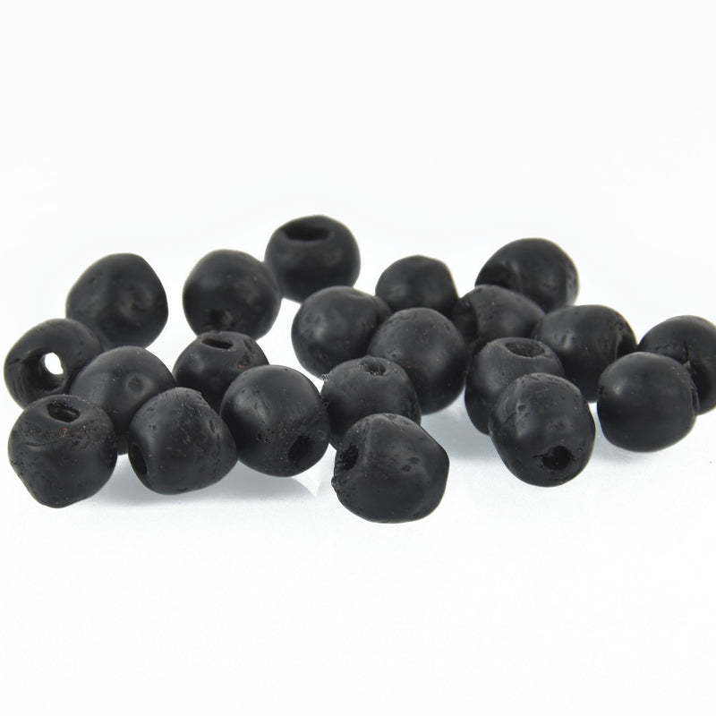 10mm Matte BLACK Glass Beads Round x10 beads bgl1738