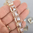 12mm CLEAR CHAMPAGNE Square Crystal Glass Beads x15 beads bgl1749