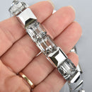 12mm DARK SILVER CLEAR Square Crystal Glass Beads x15 beads bgl1757