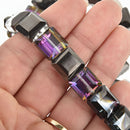 12mm BLACK VITRAIL Square Crystal Glass Beads x15 beads bgl1759
