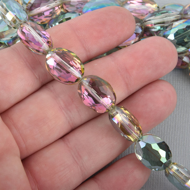 16mm NORTHERN LIGHTS AB Oval Crystal Glass Beads x22 beads bgl1763