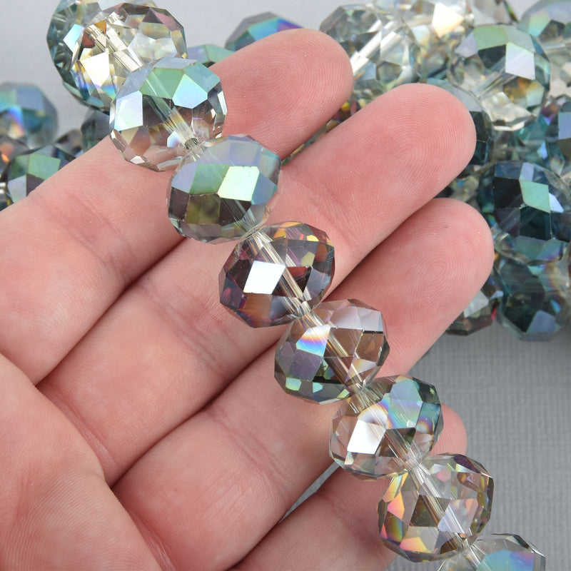 18mm NORTHERN LIGHTS RONDELLE Faceted Crystal Glass Beads, x25 beads, bgl1765