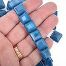 12mm Dark TEAL BLUE Square Crystal Glass Beads x15 beads bgl1771