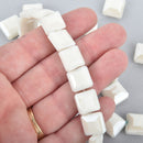 12mm WHITE LUSTER Square Crystal Glass Beads x15 beads bgl1775