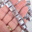 12mm LAVENDER BLUSH LUSTER Square Crystal Glass Beads x15 beads bgl1778