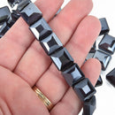 12mm HEMATITE PURPLE Square Crystal Glass Beads x15 beads bgl1780