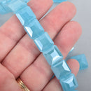 12mm SKY BLUE Square Crystal Glass Beads x15 beads bgl1781