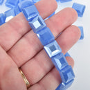 12mm LAKE BLUE Square Crystal Glass Beads x15 beads bgl1785