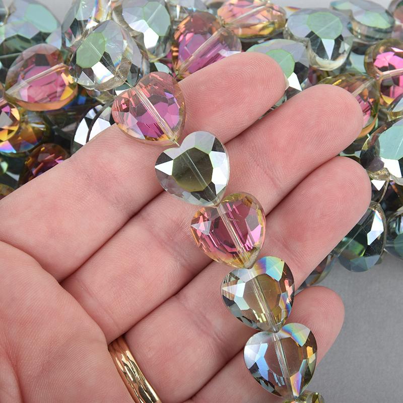 16mm Heart Beads Crystal NORTHERN LIGHTS AB, 10 beads, bgl1793