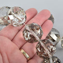 30mm SMOKE GRAY Round Faceted Crystal Glass Beads, 7 beads, bgl1795