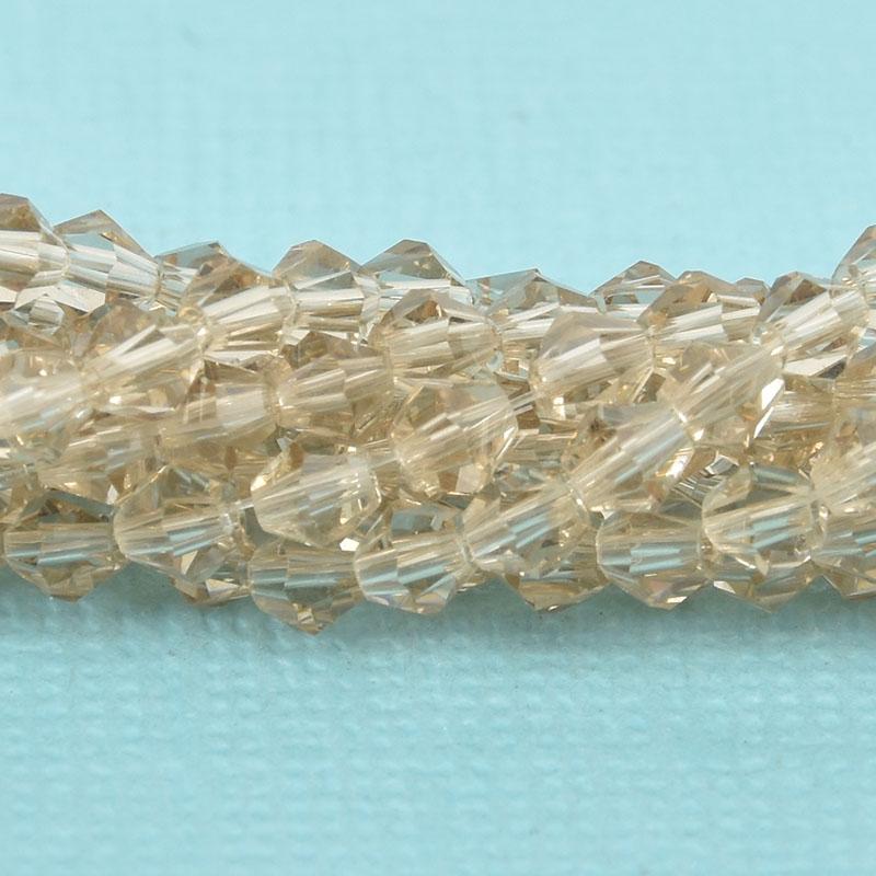 3mm CHAMPAGNE Bicone Glass Crystal Beads, Transparent Faceted Beads, about 100 beads, bgl1797