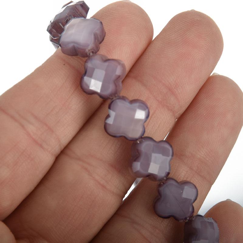 12mm LAVENDER PURPLE Beads QUATREFOIL Crystal Glass faceted x20 beads bgl1802
