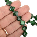 12mm GREEN QUATREFOIL Crystal Glass Beads faceted x20 beads bgl1806