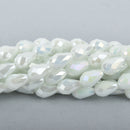 12mm White AB Teardrop Crystal Beads, Faceted Opaque Glass 21 beads bgl1810