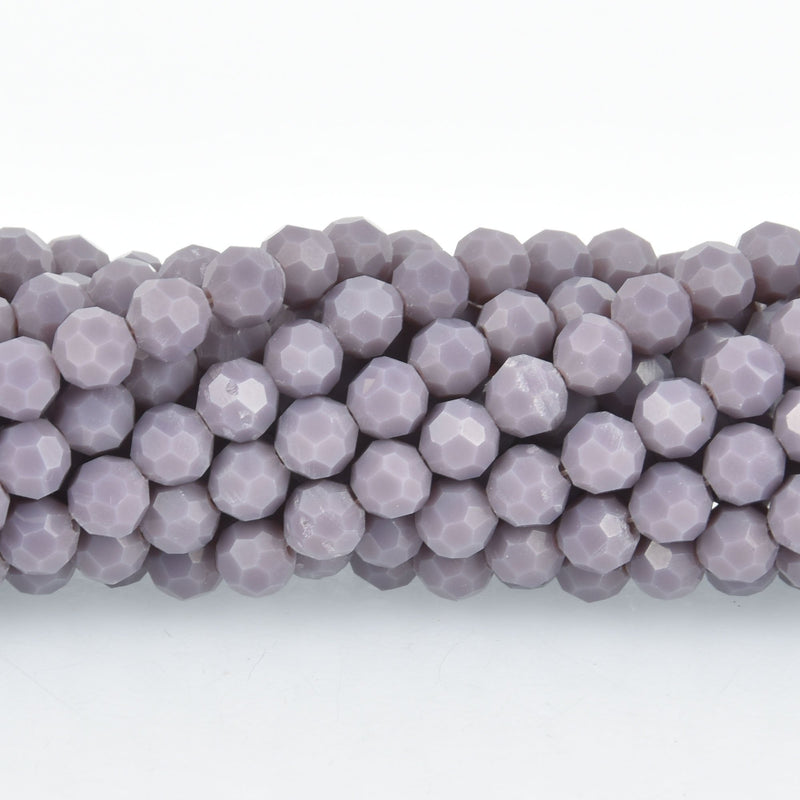6mm DUSKY PURPLE LAVENDER Round Faceted Crystal Glass Beads, 1 strand, about 50 beads, bgl1818