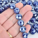 14mm COBALT BLUE Coin Crystal Glass Beads x15 beads bgl1820