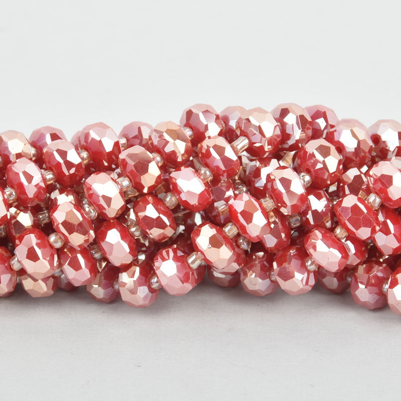 9mm RED RONDELLE SAUCER Crystal Glass Beads x39 beads bgl1822