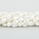 12mm White Pearl Teardrop Crystal Beads, Faceted Opaque Glass 30 beads bgl1825