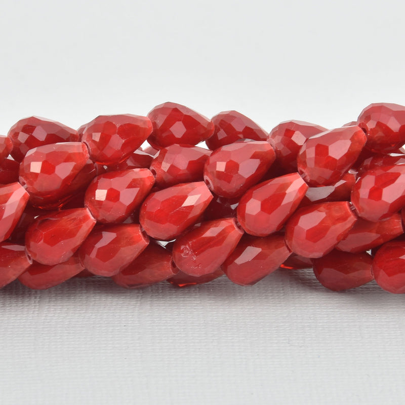 12mm Teardrop Briolette Crystal DARK RED Beads x29 beads bgl1826